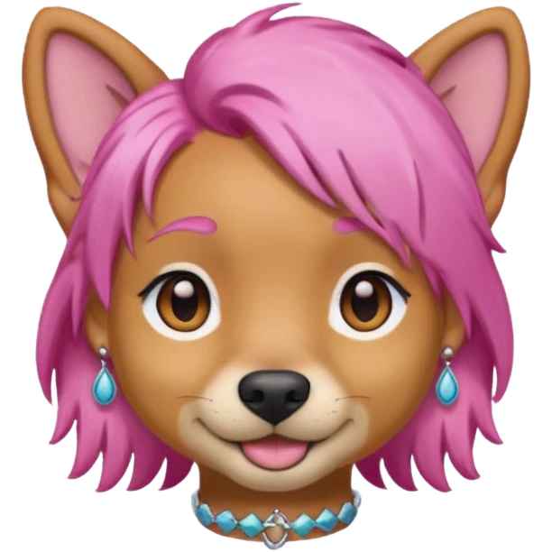 pink haired dog wearing earrings emoji