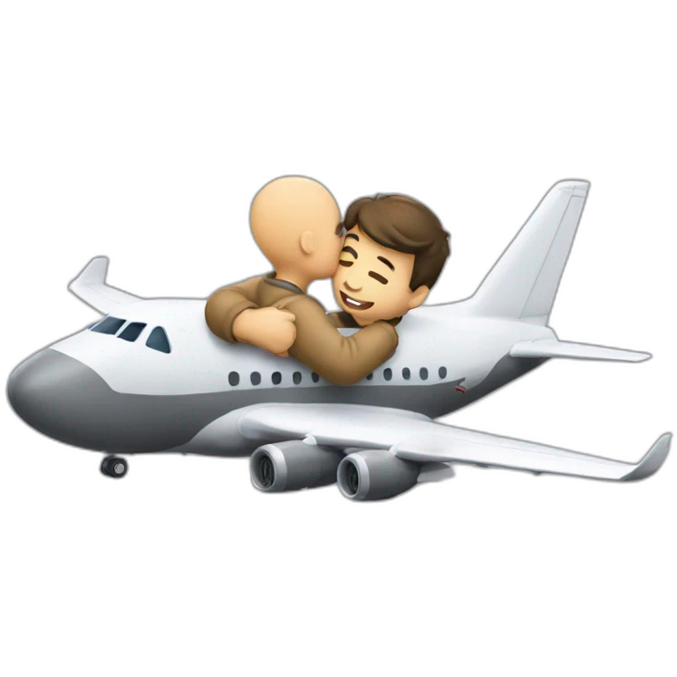A plane kissing a man emoji