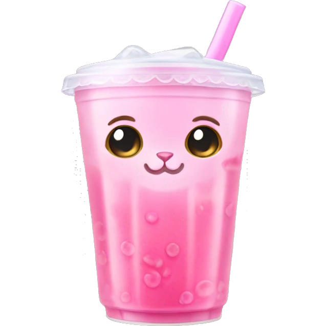 Pink cat Drink bubble tea emoji