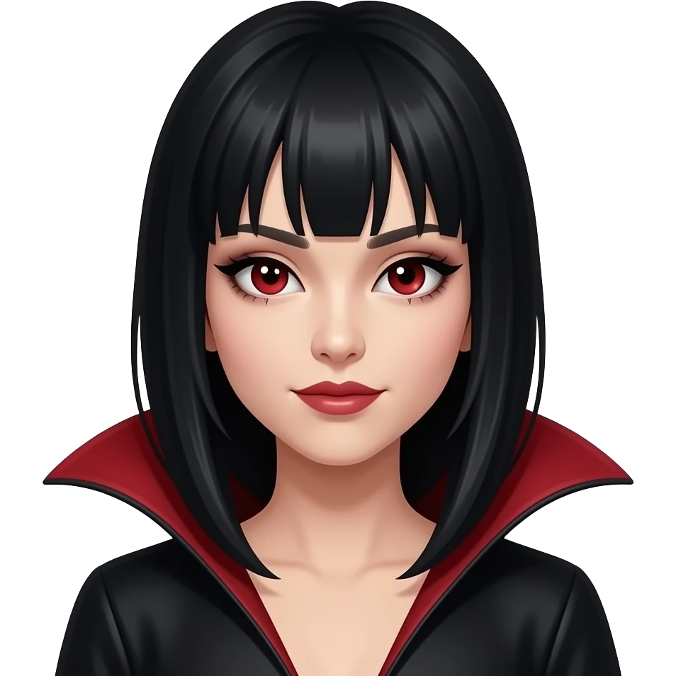 гарна азіатська жінка-вампір з чорним волоссям emoji