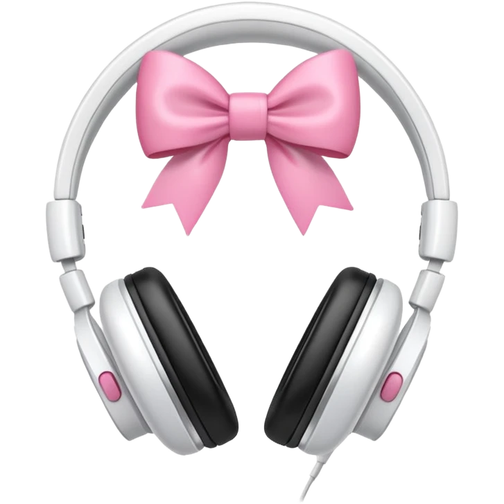 White headphones with pink bow emoji