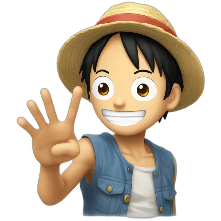Luffy Say hi hand up emoji