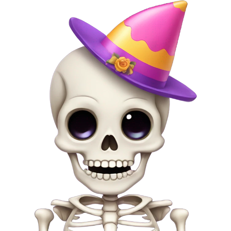 Cute Skeleton wearing birthday hat  emoji