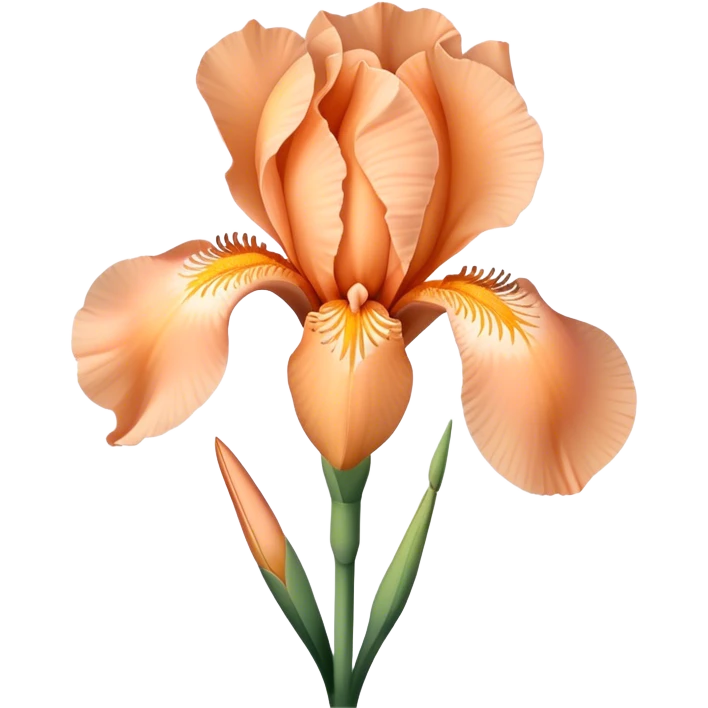 single Peach Iris, straight stem emoji