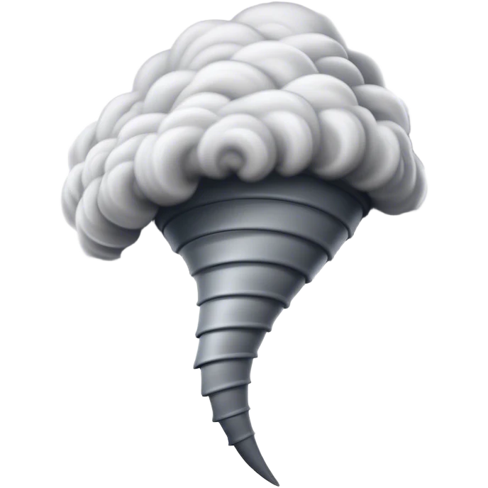 Cinematic Realistic Tornado Emoji, Spiraling fiercely, with dark swirling clouds that twist and stretch downward in a funnel shape. The winds whip up debris as the tornado roars across the landscape, leaving a trail of awe and fear. Soft glowing outline, capturing the essence of wild force and unpredictable power in a mighty tornado! emoji