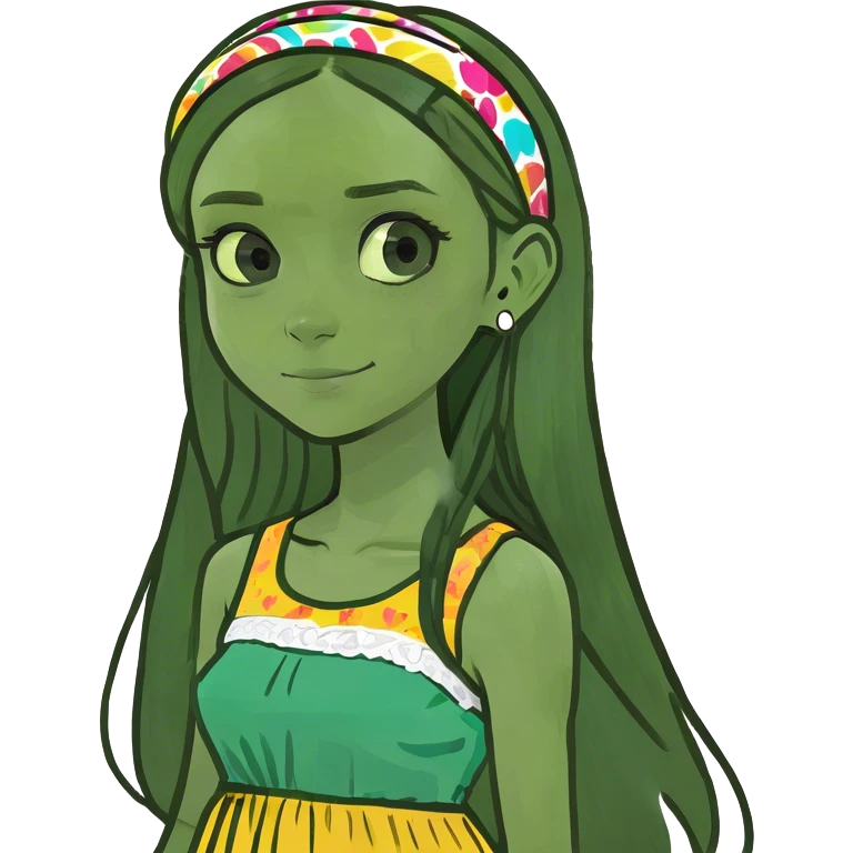 young girl with long hair and huge forehead  emoji