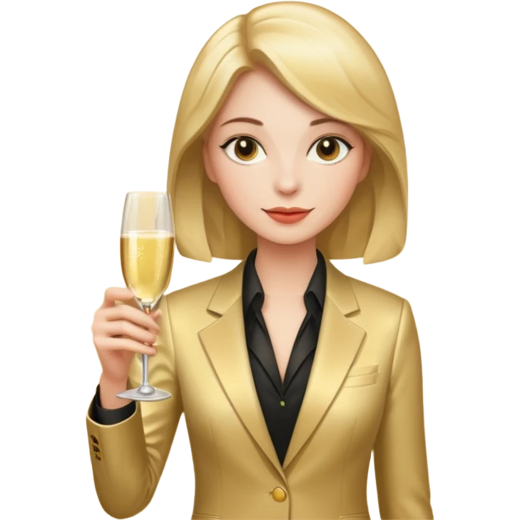 woman with shampane glass in golt suit emoji
