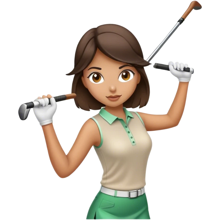 Brunette girl swinging golf club emoji