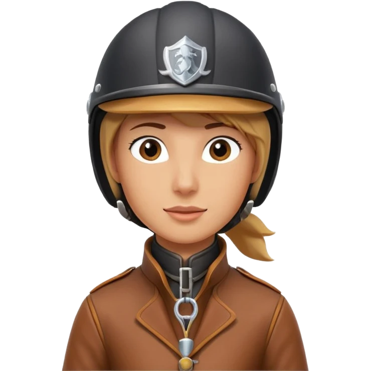 horse rider portrait, head and shoulders only, wearing riding helmet, leather jacket collar, confident expression, subtle horse tack strap visible, 3D cartoon, mobile game icon style, clean background, no text, no watermark
 emoji