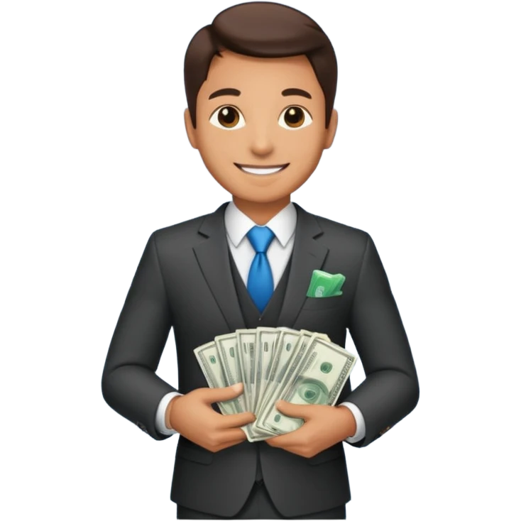 CEO with money in his hands donating to a hospital emoji