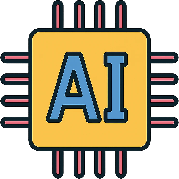 AI icon, colorful lineal style with black outlines emoji