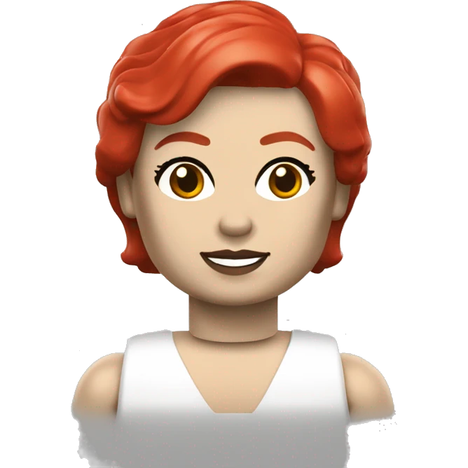 Lego minifig girl white skin red short hair emoji
