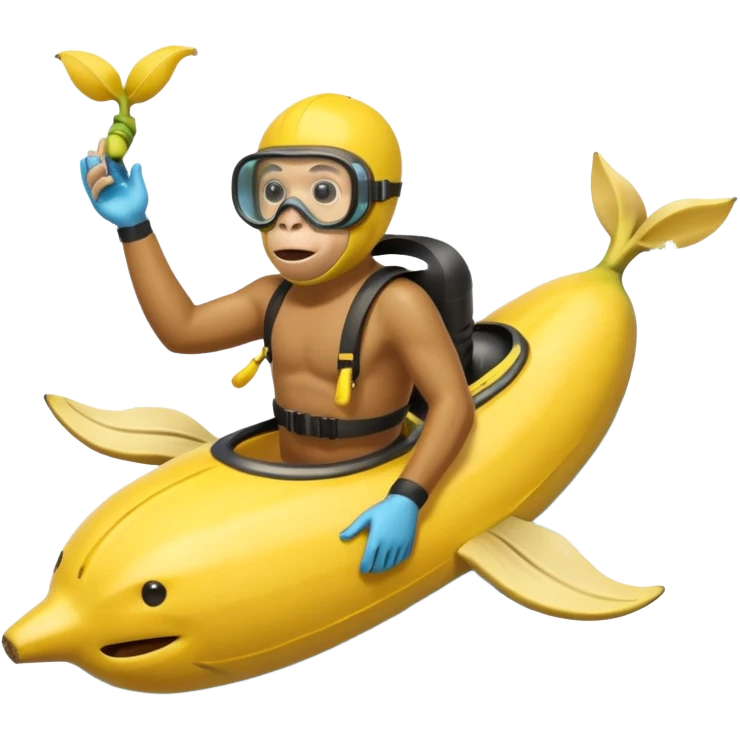 
monkey man riding a banana submarine emoji