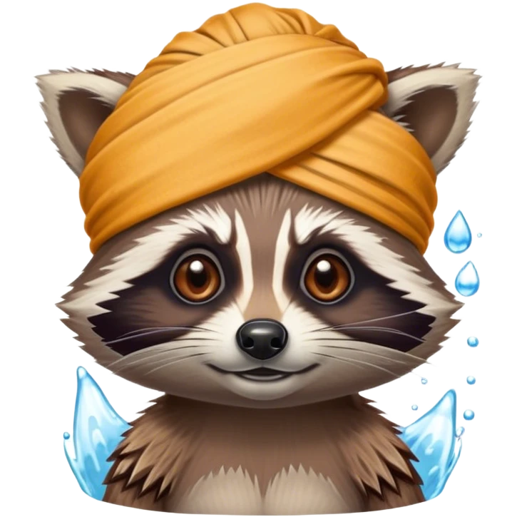 rocket racoon with a bath turban on his head emoji