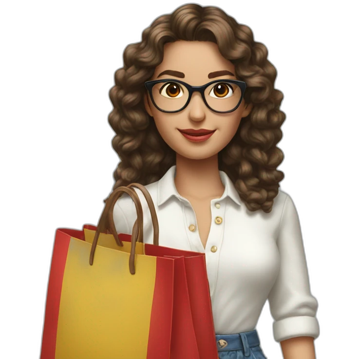 Hyperrealist Preppy spanish with shoping bag emoji