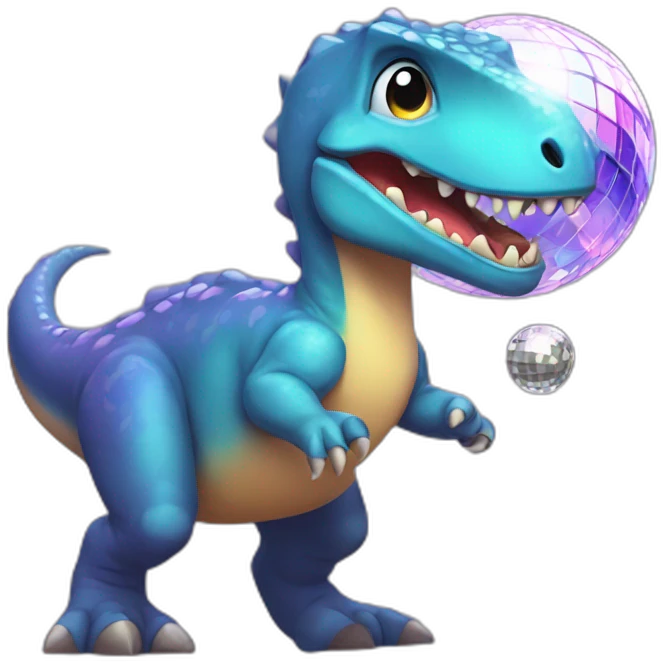 dino with a disco ball emoji
