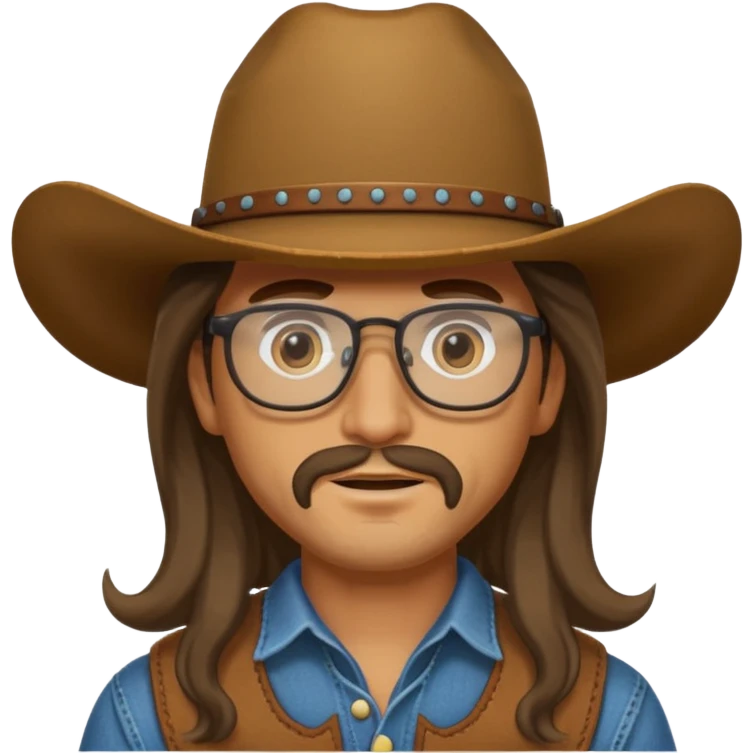 long hair cowboy with glasses emoji