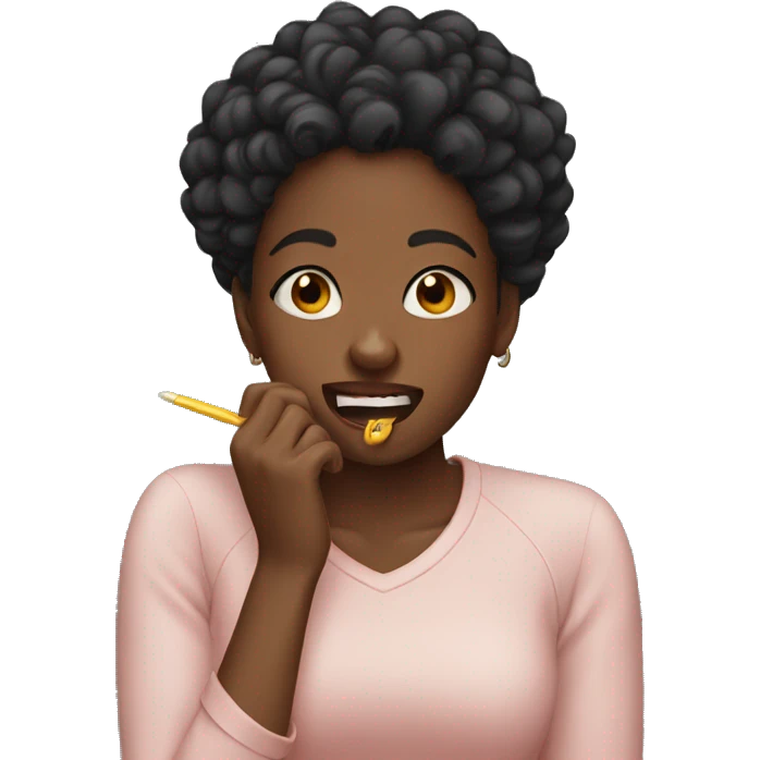 Black girl biting nails emoji