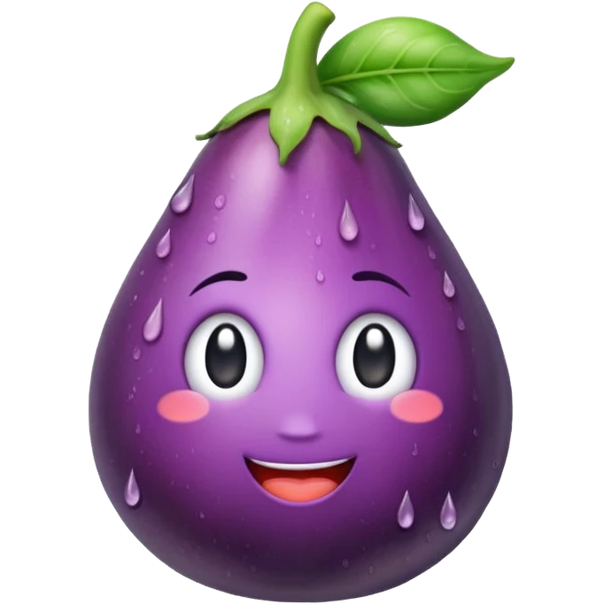 eggplant emoji inside of peach emoji with water drops coming out of it emoji