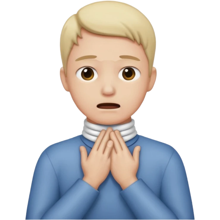 Someone chocking themselves  with their hands around their neck emoji