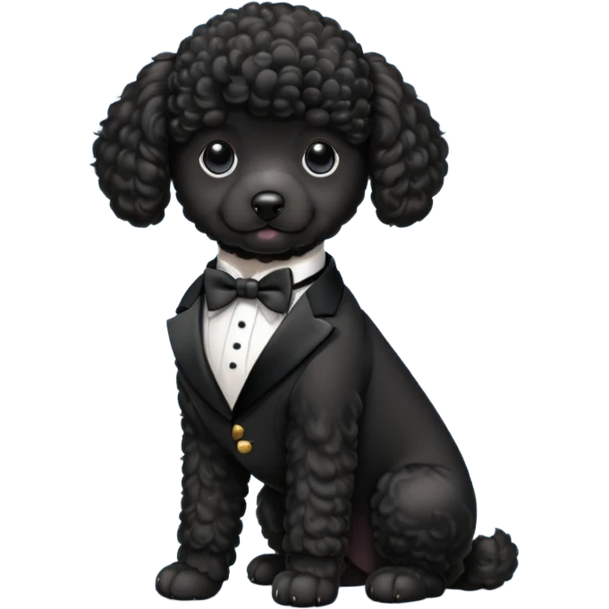Black poodle puppy in a tux emoji