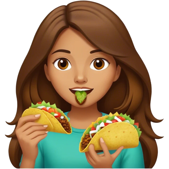 Girl with long brown hair eating a taco  emoji