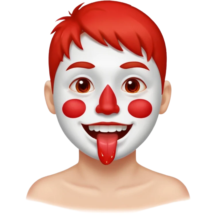 A face showing physical delight and a red face with white paint around its mouth With lots of drool emoji