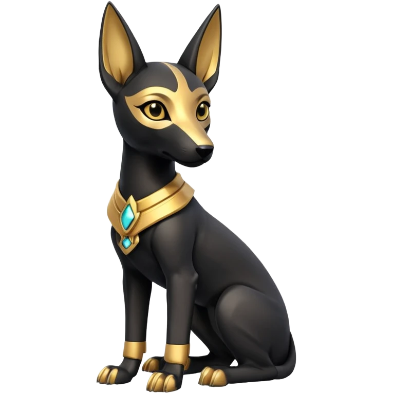  Thin Short-eared Black fur gold beautiful female robo anubis puppy statue posed  emoji
