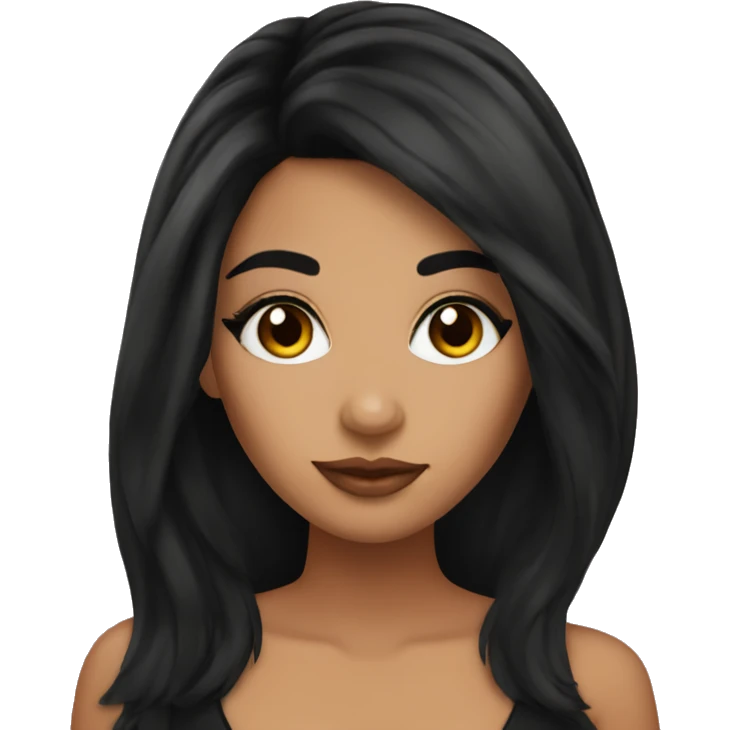 latina with eyelashes and makeup with black hair emoji