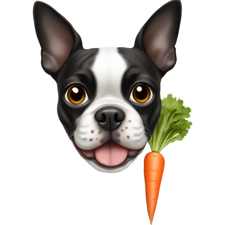 Boston terrier eating carrots emoji