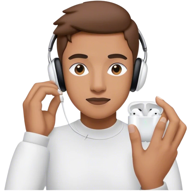 Person listening to music via apple airpods emoji