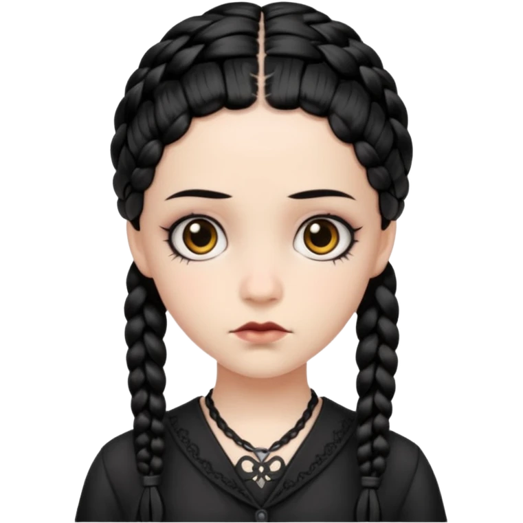 Wednesday with the two braids black emoji