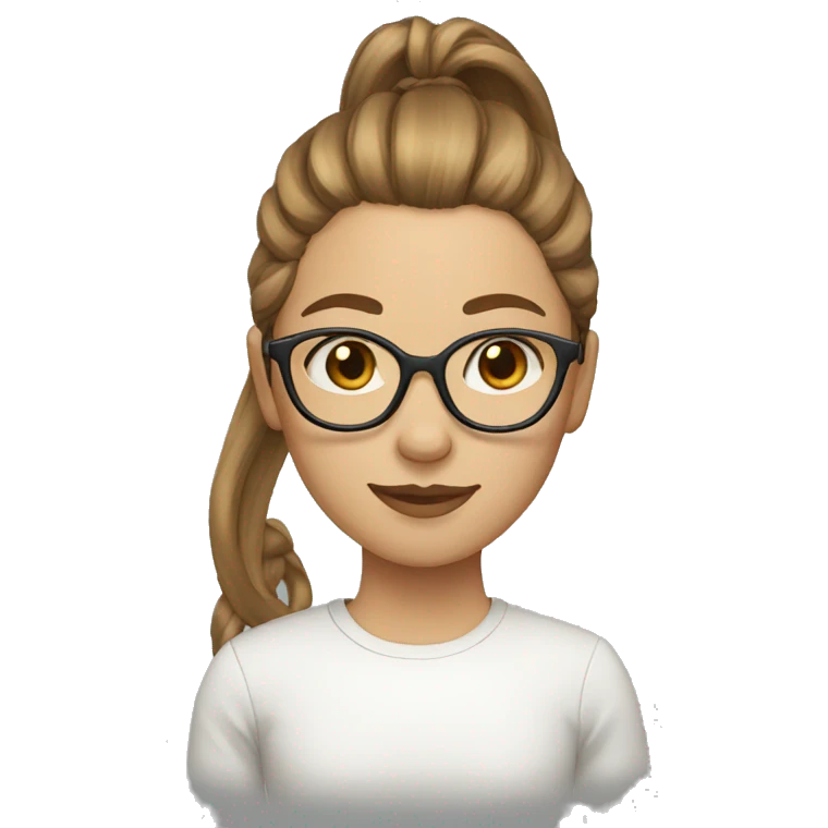glasses, light brown hair, ponytail emoji