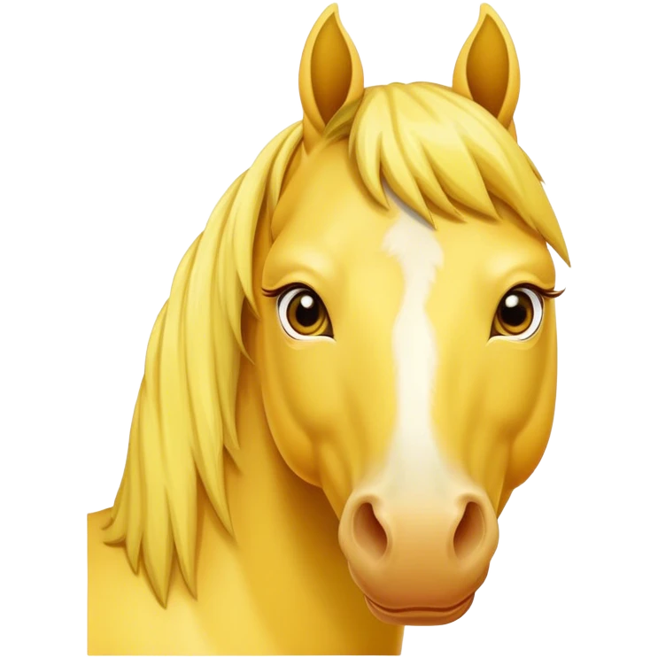 A mature all-yellow horse with its face facing the screen emoji
