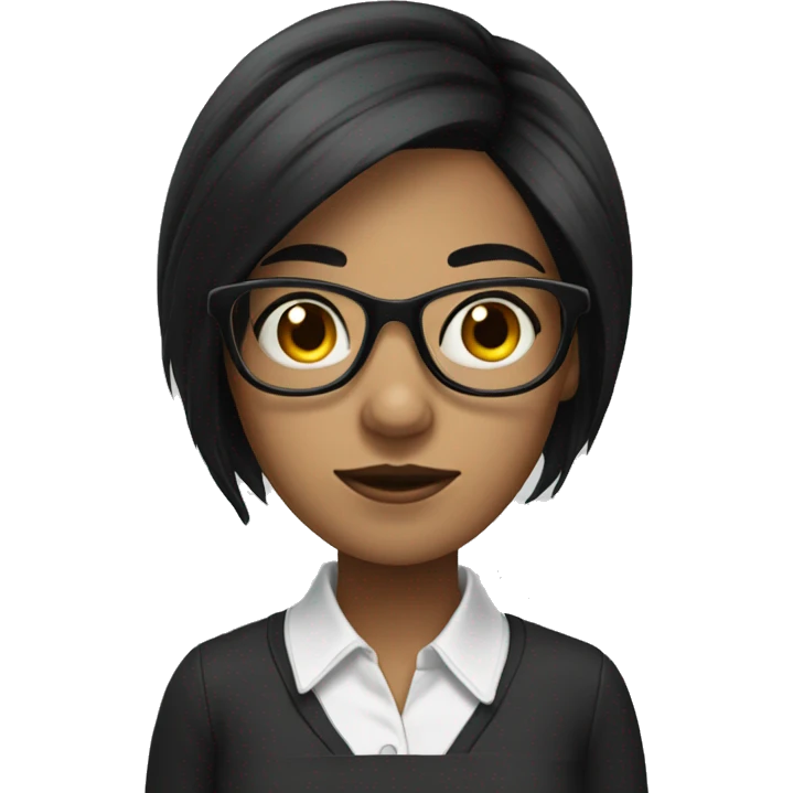 long black hair girl white with glasses emoji