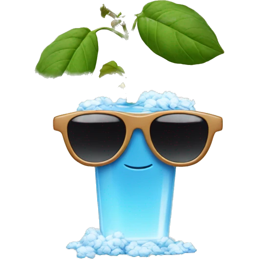 cotton plant in sunglasses is drinking water emoji