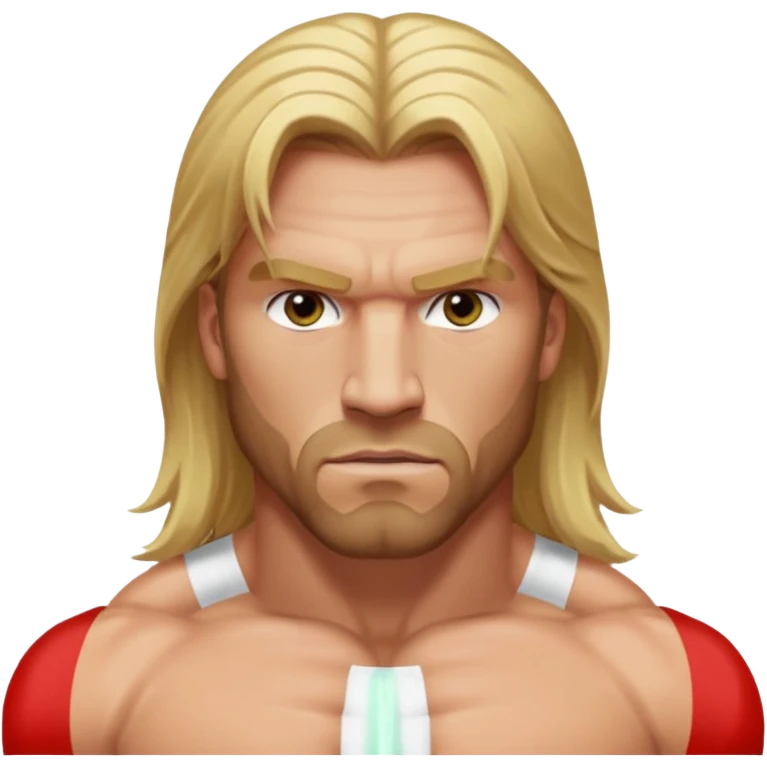 Triple H with hazel eyes, long blonde hair, shirtless emoji