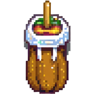 Korean corn dog, pixel art style, retro vibe emoji