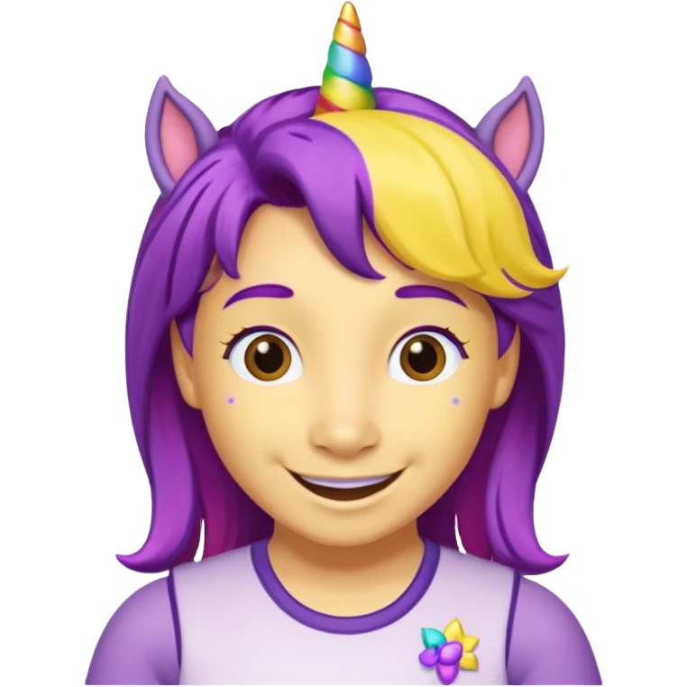Shirley Shawn the Unicorn from The Wiggles with yellow skin with purple hair emoji