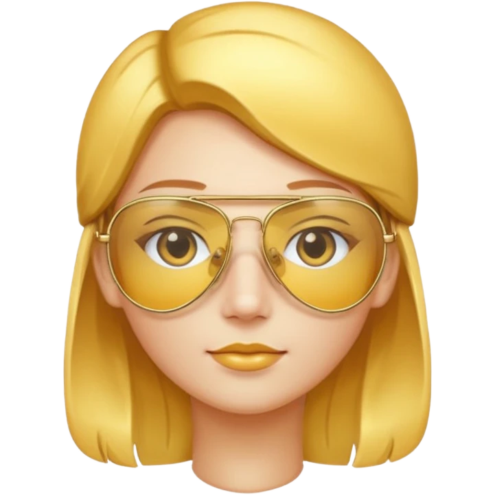 golden-yellow aviator Glasses, metallic frame with clear lenses, gentle highlights. only glasses. emoji