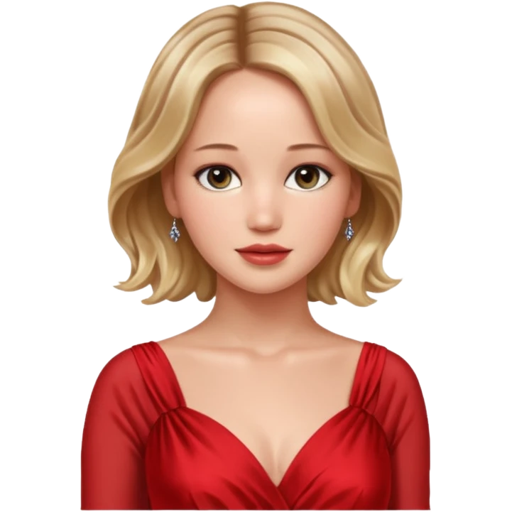 Jennifer Lawrence, in a red dress emoji