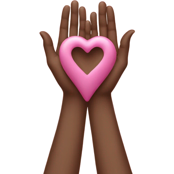  Heart hands around a pink heart emoji