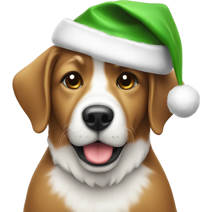 Christmas withe dog with hat  emoji