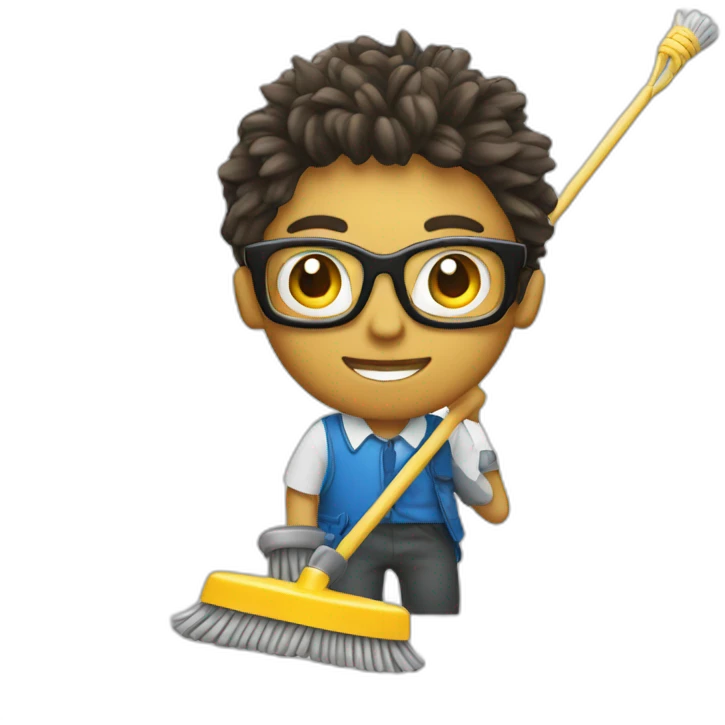 geek with mop emoji