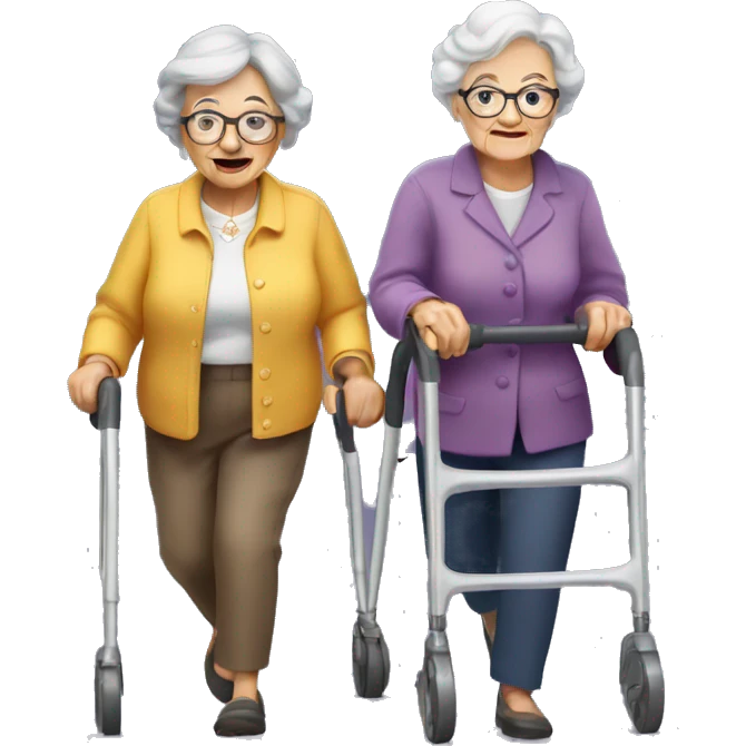 Two grannys walking frame emoji