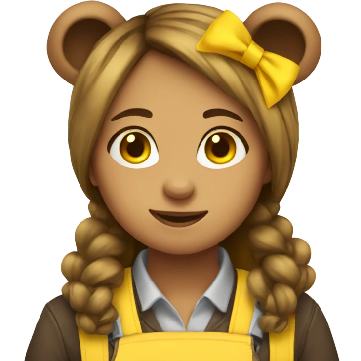 Girl bear working with yellow best  emoji