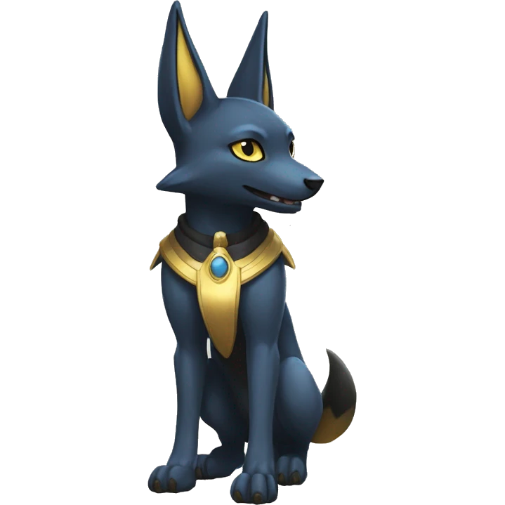 Anubis-Umbreon-Lucario on four legs full body emoji
