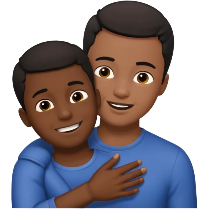 a black man tickling a boy with short black hair emoji