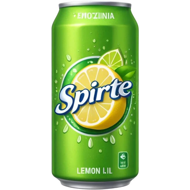 Draw a Sprite can with green label, yellow logo & lemon-lime graphics. emoji