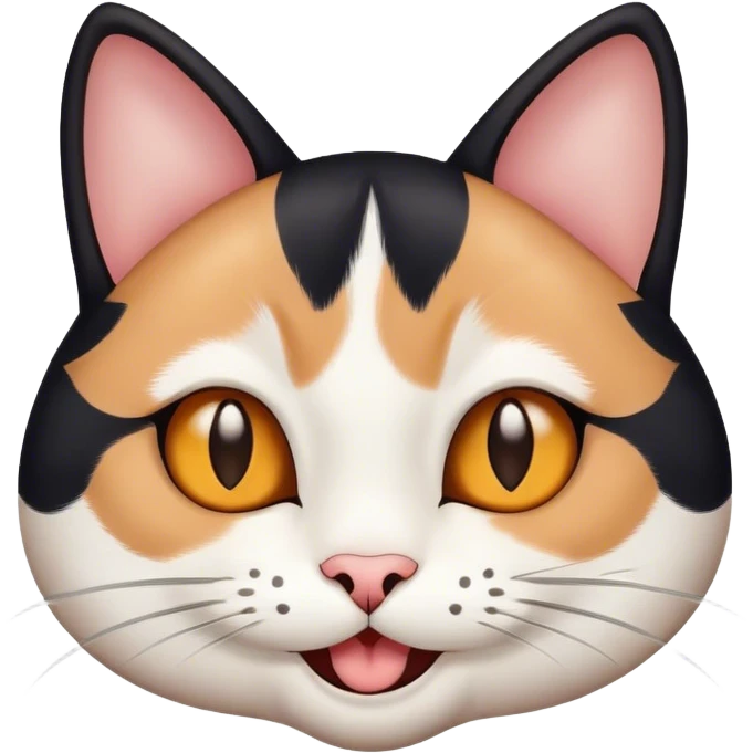 black and white happy cat face emoji